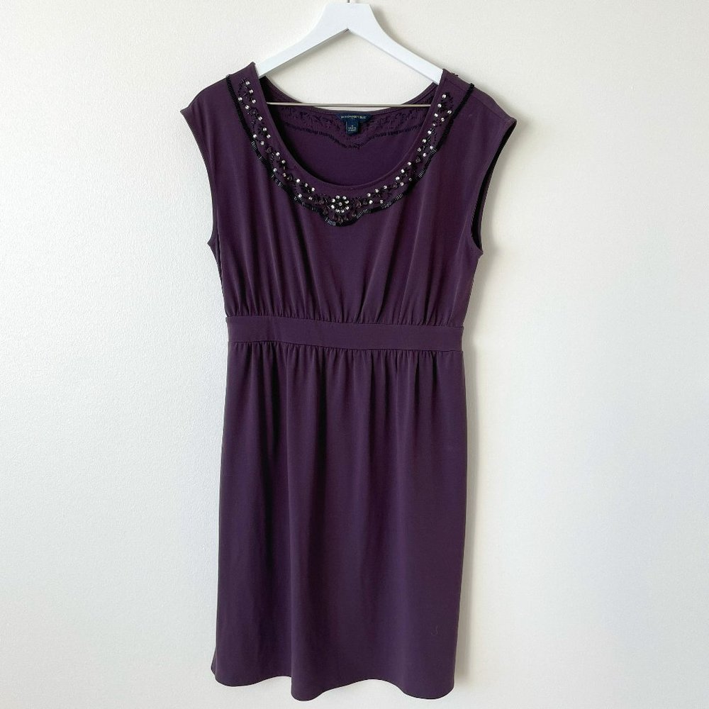 Banana republic factory purple beaded sheath dress